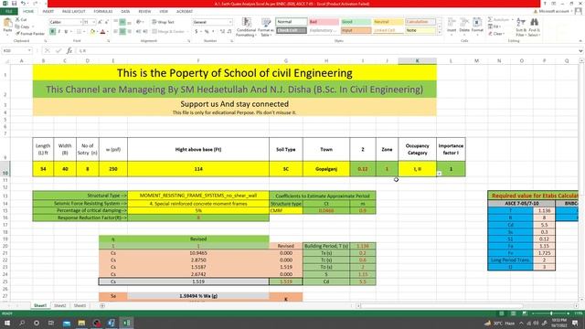5. Etabs 2020 Tutorials | 10 storey building design in etabs v20 | Earthquake Analysis by excel смотреть онлайн