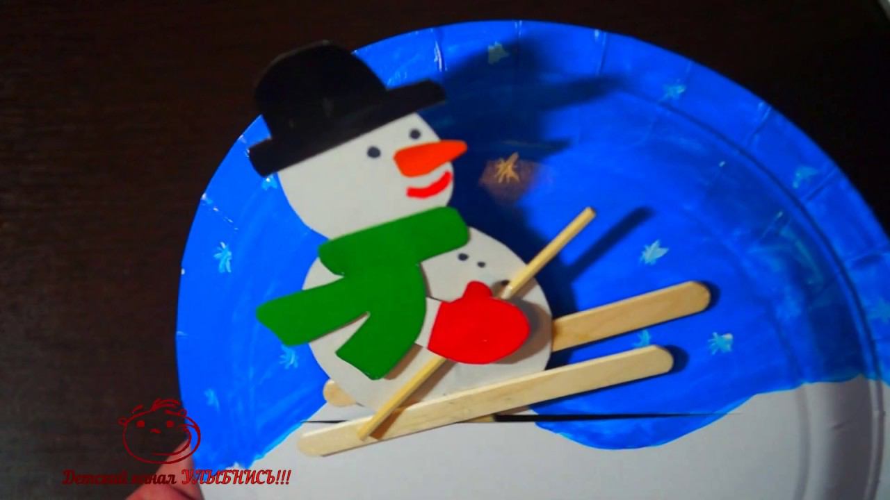 Снеговик на лыжах | Поделки с детьми смотреть онлайн
