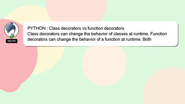 PYTHON : Class decorators vs function decorators смотреть онлайн