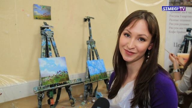 Девушки из молодежного клуба СТМЭГИ посетили мастер класс «рисуем маслом» смотреть онлайн