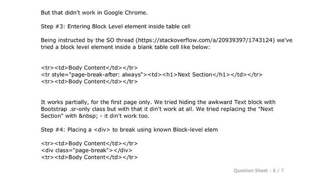 HTML : Bullet proof solution for page break on table row (tr) for printing смотреть онлайн