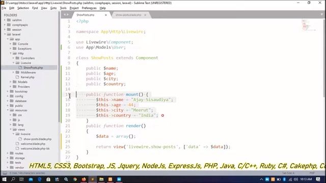 Laravel8 Livewire Part-04 | Component, Properties, Class & User Model ✅ | Fetch All Data | Mount Fu смотреть онлайн
