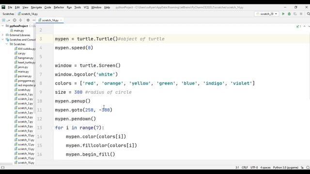 Draw Rainbow Circles with Python Turtle | Python Turtle Graphics Tutorial#13 |Draw Designs in Pytho смотреть онлайн