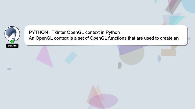 PYTHON : Tkinter OpenGL context in Python смотреть онлайн