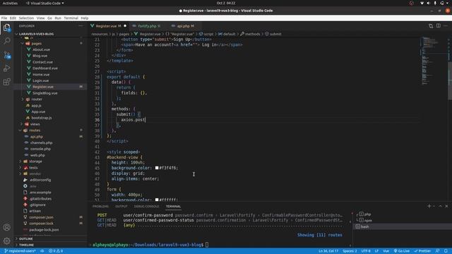 Laravel 9 & Vue 3 Blog with Sanctum authentication #7 Registration with Validation смотреть онлайн