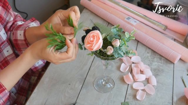 Composition In A Glass Candlestick / Композиция в стеклянном подсвечнике / DIY TSVORIC