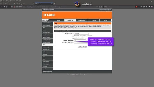D-LINK DSL-2750U - How to change DNS servers смотреть онлайн