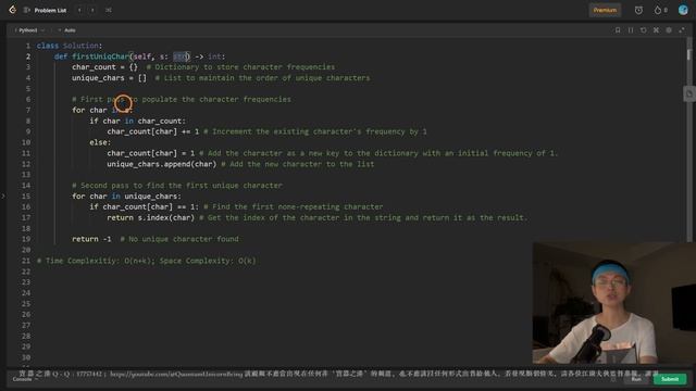 LeetCode Python Solutions: 387.First Unique Character in a String #python #coding #leetcode смотреть онлайн