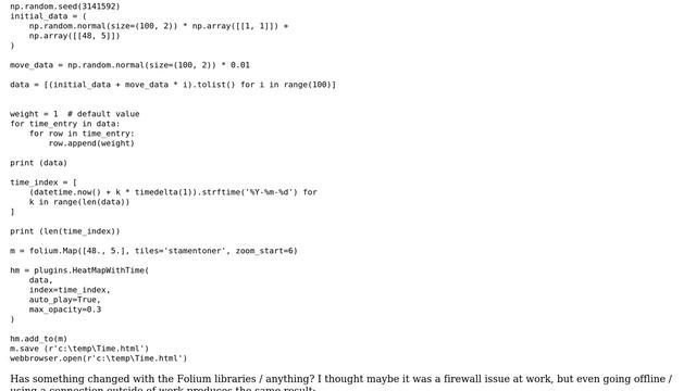 GIS: Folium - plugins.HeatMapWithTime no longer produces an output смотреть онлайн