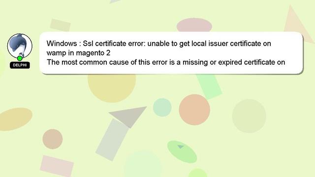 Windows : Ssl certificate error: unable to get local issuer certificate on wamp in magento 2 смотреть онлайн