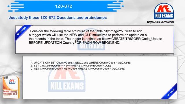 1Z0-872 - MySQL 5 Developer Certified Professional Part II Real Exam Questions by Killexams.com смотреть онлайн