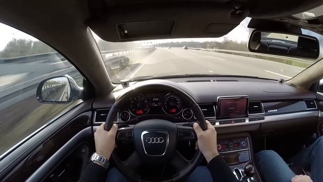 Audi A8L 6.0 W12 (2008) On German Autobahn - POV Top Speed Drive