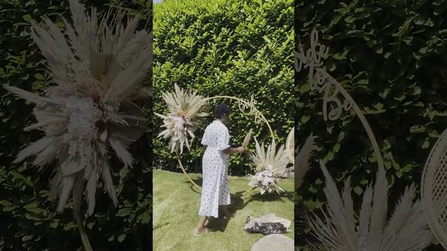 DIY PAMPAS GRASS & PALM SPEAR DECOR ON ROUND ARCH BACKDROP|BOHO BRIDAL SHOWER DECOR смотреть онлайн