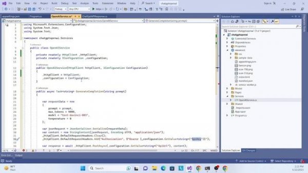 blazor 7 chat gpt openai api intergration