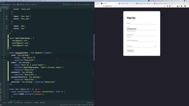 Formik with Advanced Yup Validation - React Forms смотреть онлайн