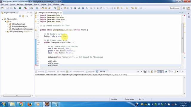 Java AWT Tutorials - Changing Background Color Of Frame On Red, Green & Blue Button Click смотреть онлайн