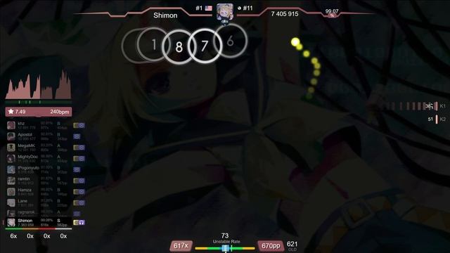 Shimon | Rohi - Artifact [Extra] +HDDT 99.03% {#1 851pp FC} - osu! смотреть онлайн