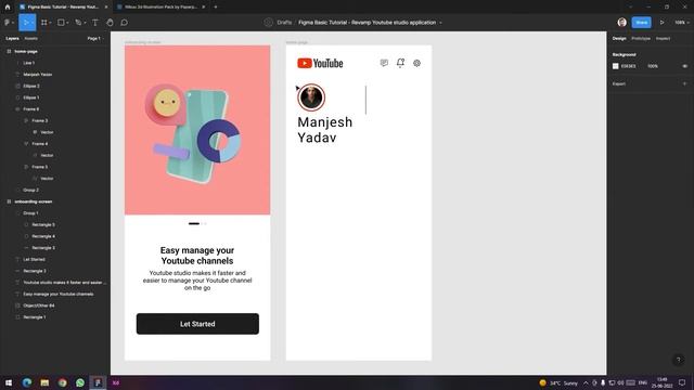 Figma Basic Tutorial | Revamp Youtube Studio Mobile App | Step-by-step explanation in hindi #ui смотреть онлайн