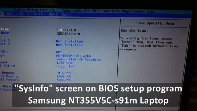 USB Booting Sequency On BIOS Setup For Samsung Nt355v5c-s91m Laptop