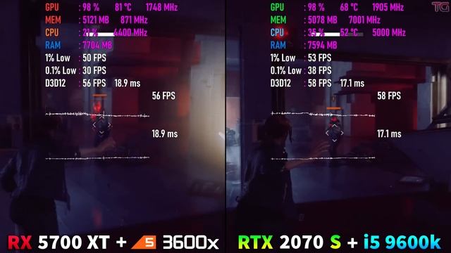 RX 5700 XT + Ryzen 5 3600x vs RTX 2070 SUPER + i5 9600k смотреть онлайн
