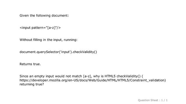 HTML : HTML5 checkValidity says an empty input is valid смотреть онлайн