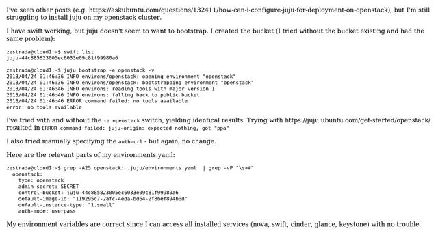 Ubuntu: juju doesn't bootstrap due to "ERROR command failed: no tools available" error смотреть онлайн