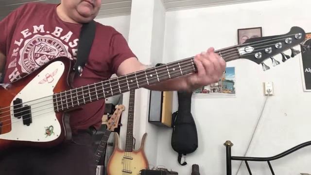 1995 Epiphone Non-Reverse Thunderbird 5 string bass demo смотреть онлайн