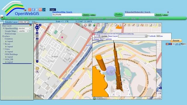 3D modelling of buildings on the OpenWebGIS map based on OpenStreetMap data смотреть онлайн
