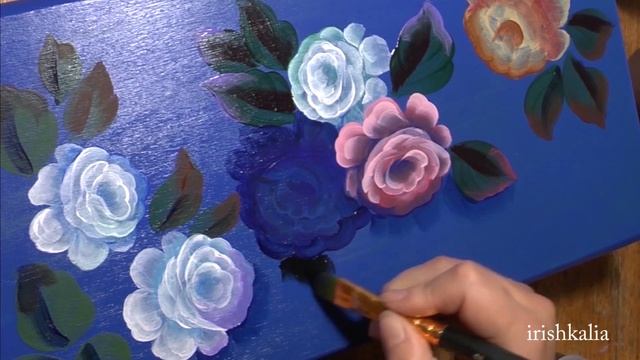 Роспись голубой шкатулки, часть 2, irishkalia смотреть онлайн