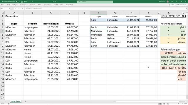 EXCEL FILTER-Formel: mehrere Werte aus einer Tabelle auslesen [Funktion] смотреть онлайн