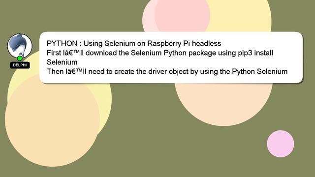 PYTHON : Using Selenium on Raspberry Pi headless смотреть онлайн