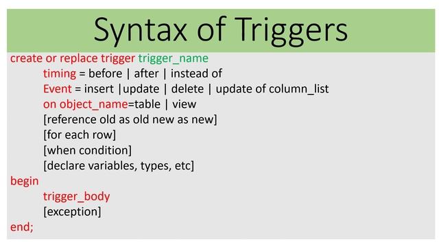 PLSQL: Definition Of Trigger on Oracle Database смотреть онлайн