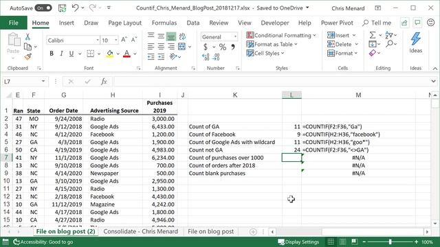 COUNTIF Function in Excel for numbers, dates, and text by Chris Menard смотреть онлайн