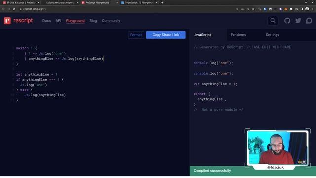 23. ReScript vs TypeScript: if / else e loops no ReScript смотреть онлайн