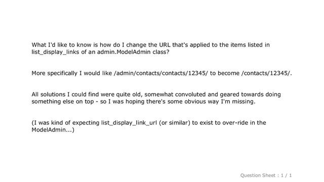 Django : Amending URL for "list_display_links" in Django 1.6 admin change list смотреть онлайн