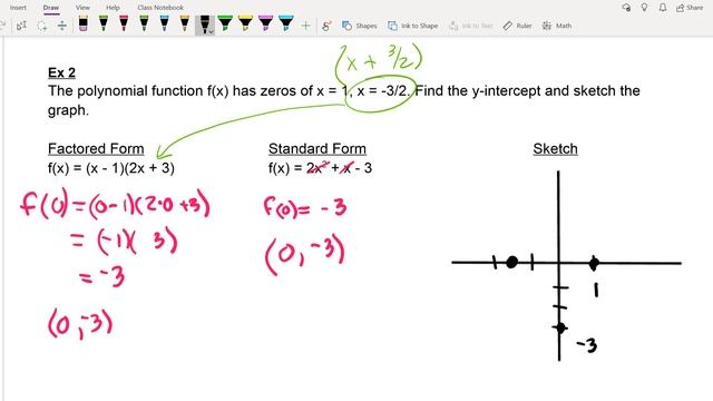 3-3 Polynomial Curve Sketching With Zeros and Y Intercepts Ex 2 смотреть онлайн