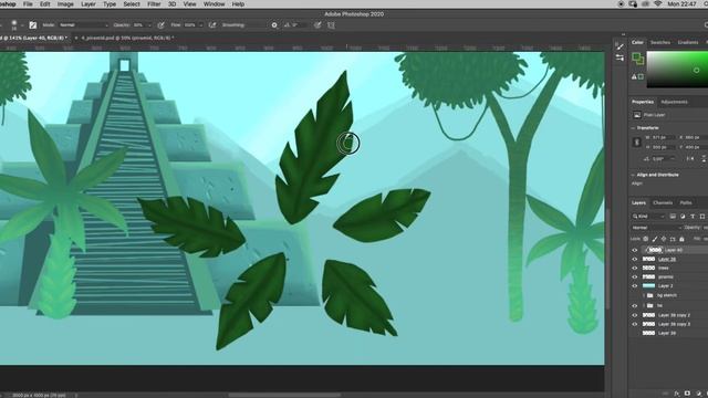 Painting Jungle foliage | 2D Game Design смотреть онлайн