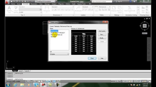 AutoCAD II 21-9B Changing Renaming and Deleting Table Styles смотреть онлайн