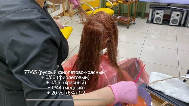 Estel - цветное окрашивание - красно-фиолетовый махагон. Color Staining - Red-violet Mahogany