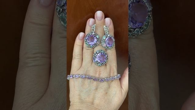 ВАУ! Эффектный цвет! Аметист в украшениях из серебра. ВОТСАПП +79039693704.Цены? смотреть онлайн