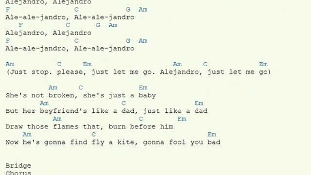 Lady Gaga alejandro guitar chords смотреть онлайн