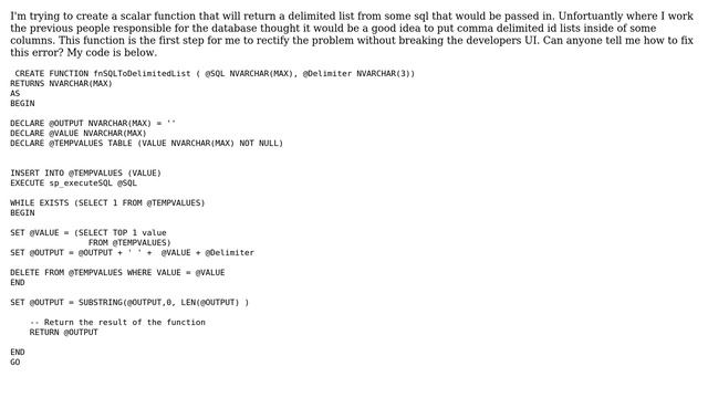 Invalid use of side-effecting operator 'INSERT EXEC' within a function смотреть онлайн