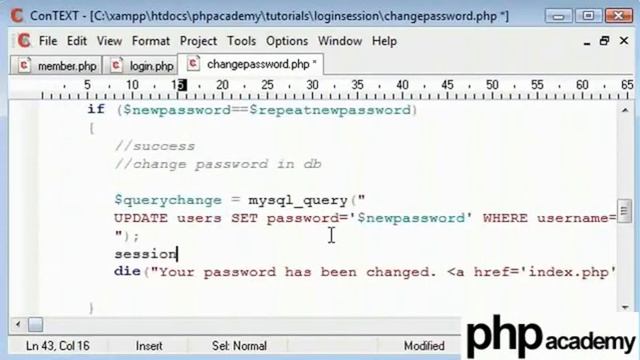User Password Change Tutorial in PHP - Part 3 [English] смотреть онлайн