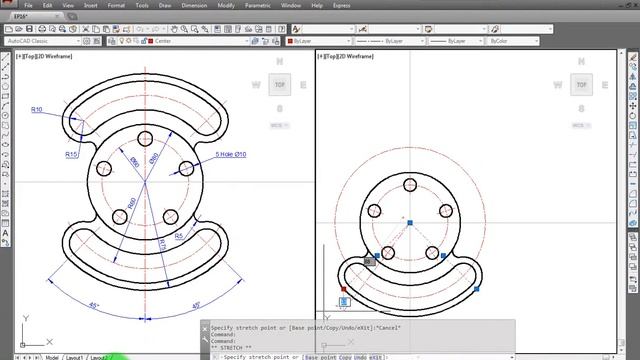 2D Autocad practice drawing EX.16 смотреть онлайн