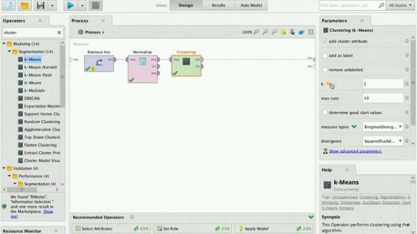 RapidMiner Tutorial - How to perform a simple cluster analysis using k-means