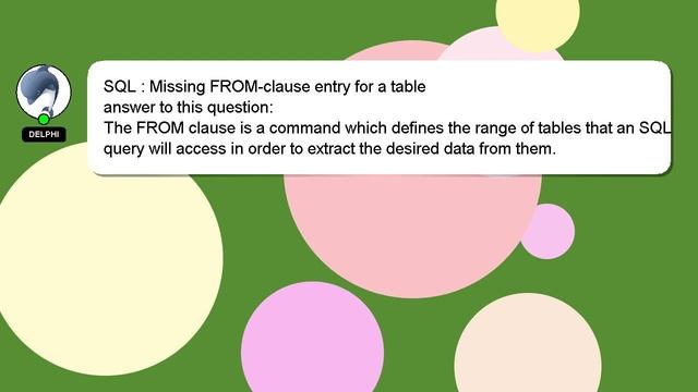 SQL : Missing FROM-clause entry for a table смотреть онлайн