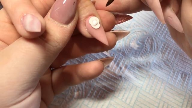 Pretty pink acrylic nails with 3D rose смотреть онлайн