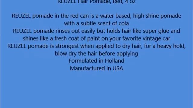REUZEL Hair Pomade, Red, 4 oz смотреть онлайн