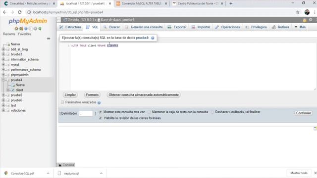 05 Alter Table - Rename -Table Renombrar Tablas en Mysql - phpMyAdmin смотреть онлайн