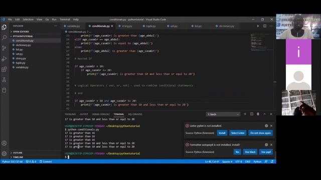 python, Conditional statements, if, ifelse, elif смотреть онлайн